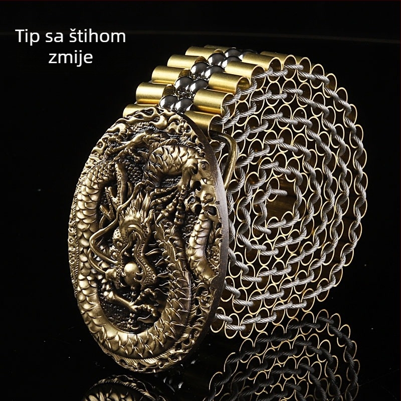 Muški pojas s bakrenom glatkom kopčom, metalna konstrukcija, ručno pleteni bakreni detalji, pank ulični stil