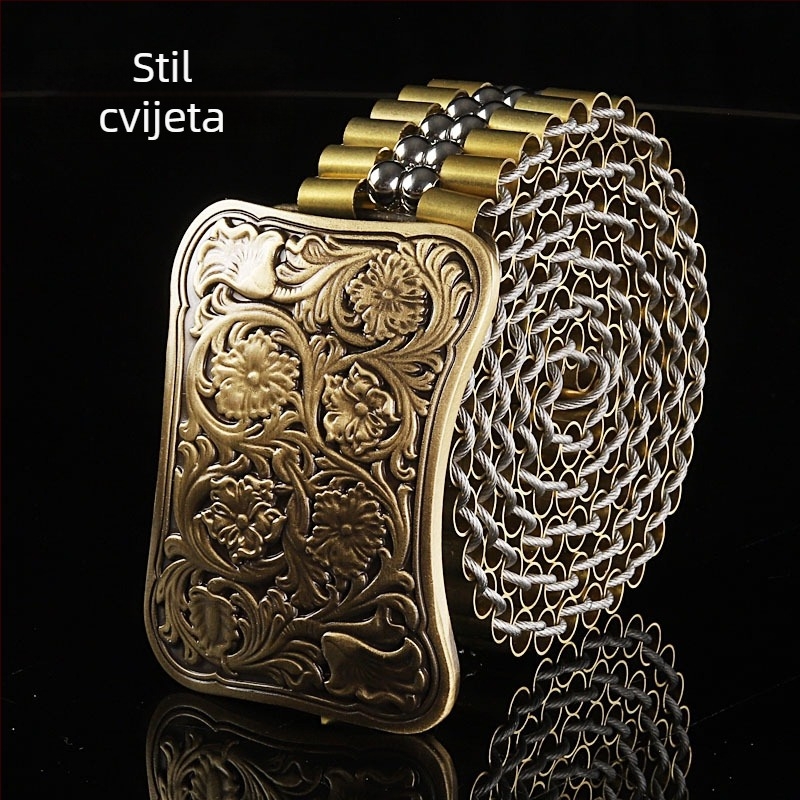 Muški pojas s bakrenom glatkom kopčom, metalna konstrukcija, ručno pleteni bakreni detalji, pank ulični stil