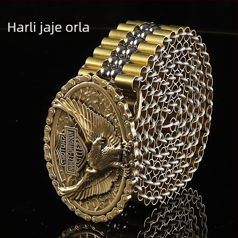 Muški pojas s bakrenom glatkom kopčom, metalna konstrukcija, ručno pleteni bakreni detalji, pank ulični stil