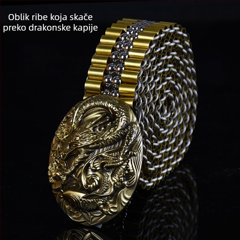 Muški pojas s bakrenom glatkom kopčom, metalna konstrukcija, ručno pleteni bakreni detalji, pank ulični stil