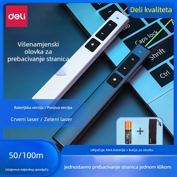 Pero za prebacivanje stranica s laserskim pokazivačem za prezentacije, model 2802/2802P, udaljenost lasera 30, valna duljina lasera 30, baterija 7#