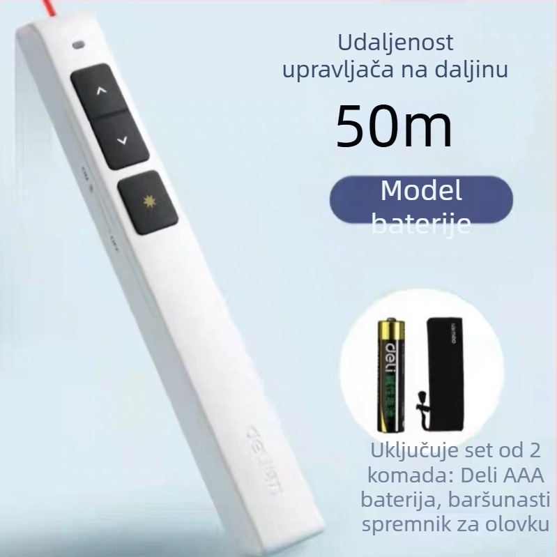 Pero za prebacivanje stranica s laserskim pokazivačem za prezentacije, model 2802/2802P, udaljenost lasera 30, valna duljina lasera 30, baterija 7#