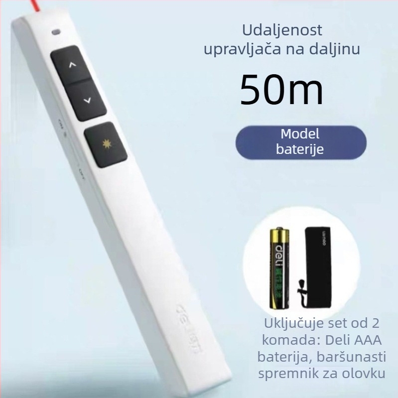 Pero za prebacivanje stranica s laserskim pokazivačem za prezentacije, model 2802/2802P, udaljenost lasera 30, valna duljina lasera 30, baterija 7#