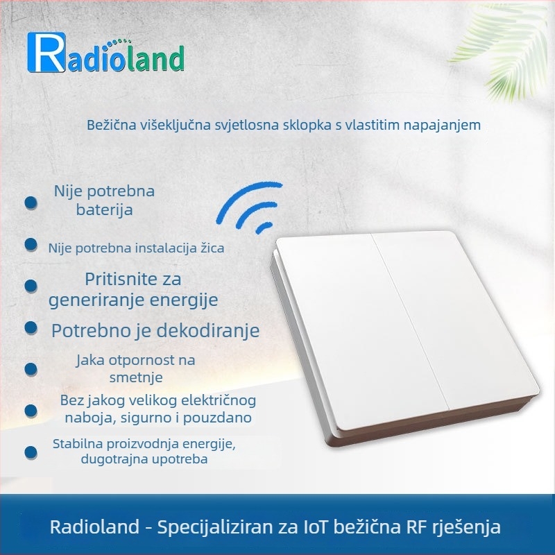 Bežični daljinski upravljač s energijom koja se sama generira, RF upravljanje za industrijske senzore i pametan dom, bežični zvono na vratima (bez baterija)