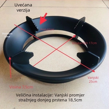 Držač za plinski štednjak – univerzalni antislip nosač za posude, s pet zubima, zgušćeni dizajn