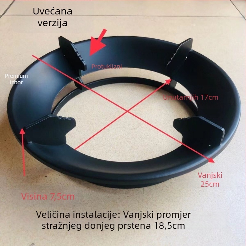 Držač za plinski štednjak – univerzalni antislip nosač za posude, s pet zubima, zgušćeni dizajn