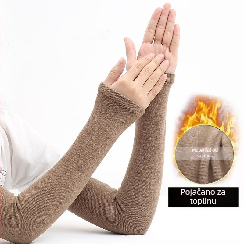 Kašmirske nadlaktne rukavice s zaštitom lakta za muškarce, zadržavaju toplinu, debele