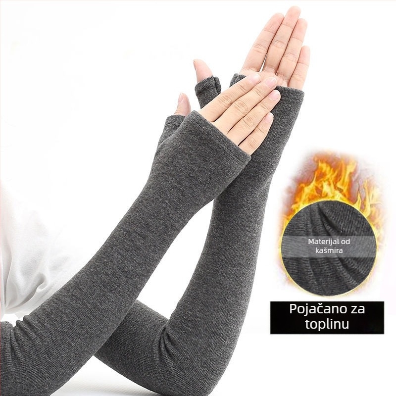 Kašmirske nadlaktne rukavice s zaštitom lakta za muškarce, zadržavaju toplinu, debele