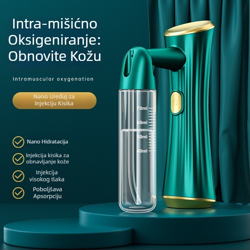 Ručni uređaj za infuziju kisikom za lice s plavim svjetlom i hidratantnom esencijom — 1 razina, hladno prskanje, ABS kućište, ugrađena baterija 300–500 mAh, vrijeme magle do 10 s