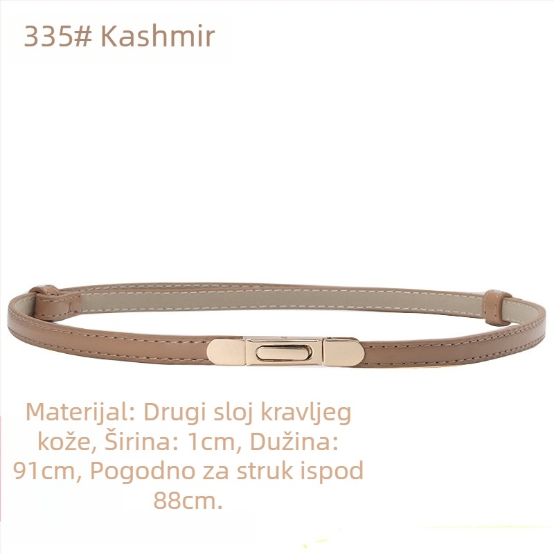 Ženski pojas od PU kože, tanak, širina <2 cm, kopča od legure, zatvaranje kopčom, stil Fresh and Sweet