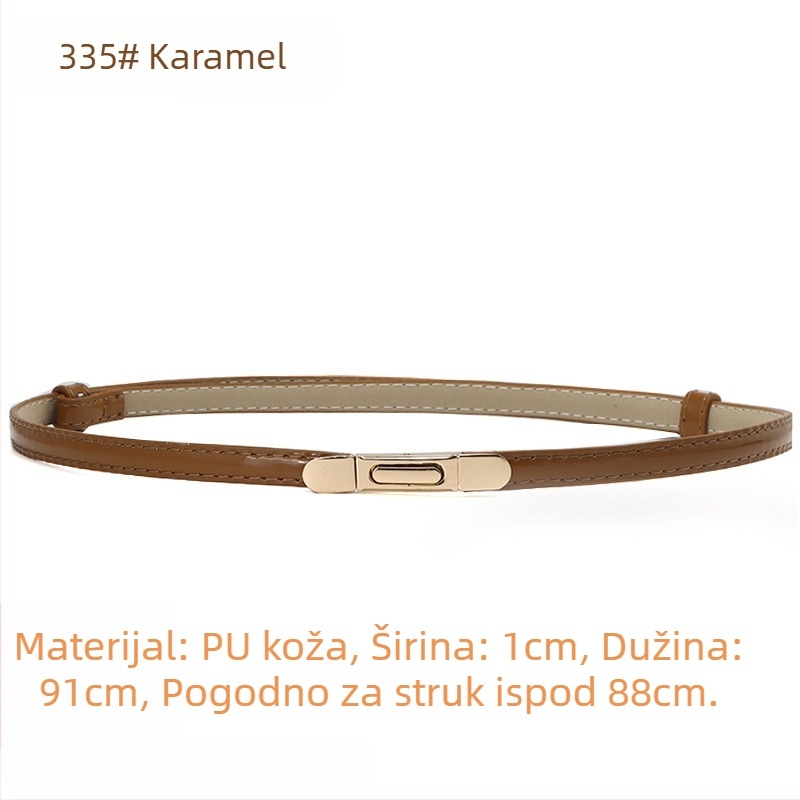 Ženski pojas od PU kože, tanak, širina <2 cm, kopča od legure, zatvaranje kopčom, stil Fresh and Sweet