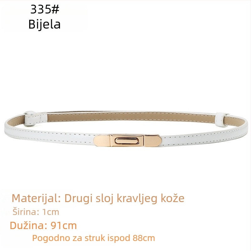 Ženski pojas od PU kože, tanak, širina <2 cm, kopča od legure, zatvaranje kopčom, stil Fresh and Sweet