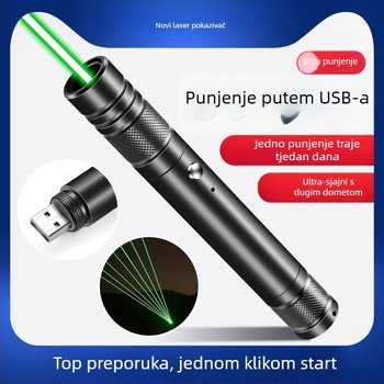 Laser pokazivač pisaljka i ručna svjetiljka sa zelenim svjetlom — ultra svijetla, dugi domet, visoka snaga, punjiva (Materijal: aluminijeva legura; Model: dXSPde72; Vrsta: Drugo)