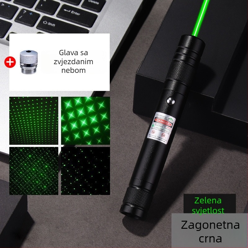 Laser pokazivač pisaljka i ručna svjetiljka sa zelenim svjetlom — ultra svijetla, dugi domet, visoka snaga, punjiva (Materijal: aluminijeva legura; Model: dXSPde72; Vrsta: Drugo)