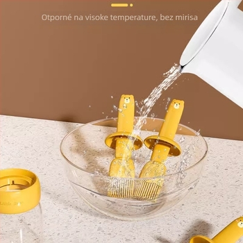 Četka za ulje za roštilj s integriranom staklenom posudom za ulje, otporna na visoke temperature, prehrambene kvalitete, PP čekinja, silikon drška