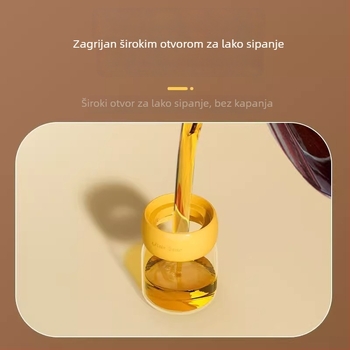 Četka za ulje za roštilj s integriranom staklenom posudom za ulje, otporna na visoke temperature, prehrambene kvalitete, PP čekinja, silikon drška