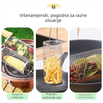 Nehrđajući čelična kružna mreža za roštilj – prijenosna, otporna na hrđu, cilindrična konstrukcija; podrijetlo: Chaozhou; proizvodni proces: rastezanje, zavarivanje točkom, otiskivanje