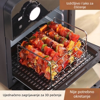 Nehrđajući čelični mrežasti stalak za grill u air fryeru i pećnici — kvadratnog oblika, izdvojiv, lako se čisti, otporan na hrđu, višestruka funkcija