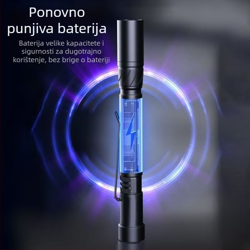 Mini laserska svjetiljka s USB punjenjem, dugi domet i velika snaga; udaljenost lasera 1 km, duljina vala 532 nm, ugrađena litijska baterija