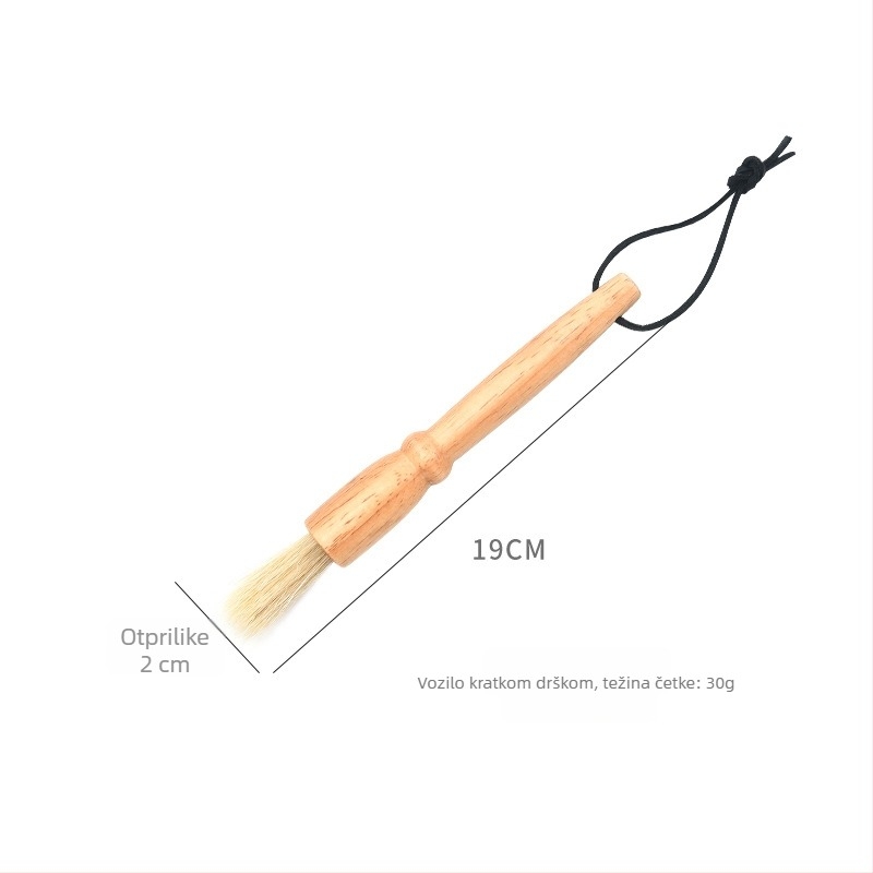 Četka za roštilj Double Clean s drvenom drškom, svinjske dlačice, prehrambena sigurnost, modern minimalistički stil