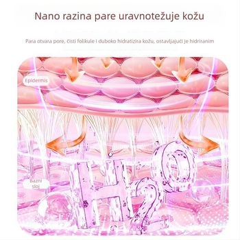 Parni uređaj za lice s maglom duljine preko 180 s, 5 brzina, bez ugrađene baterije, tehnologija bezbolnog termalnog hidrofacijal penetracije