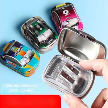 Ručni oštrač za olovke s dva otvora, mini dizajn automobila, model X258, za djecu 0–14 godina, unisex