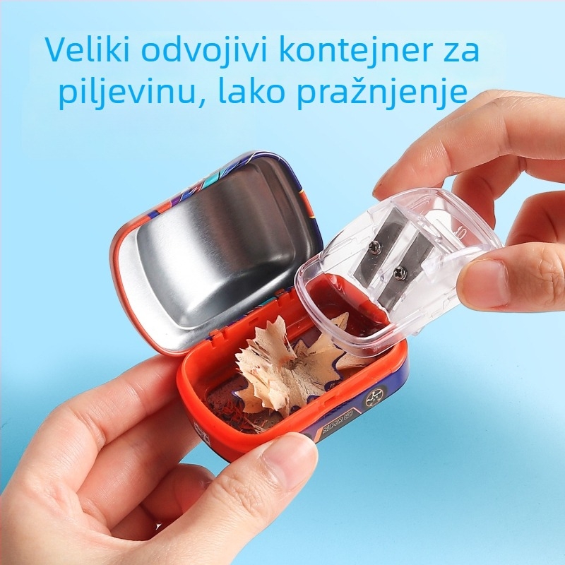 Ručni oštrač za olovke s dva otvora, mini dizajn automobila, model X258, za djecu 0–14 godina, unisex