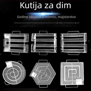 Kauš za dimljenje za roštilj - kvadratni od nehrđajućeg čelika, bez električne energije, prilagodljiva težina i broj kutija