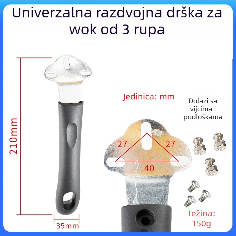 Drška za wok od bakelita, s dvostrukim otvorima, gumbom poklopca, izdržljiva za električni wok