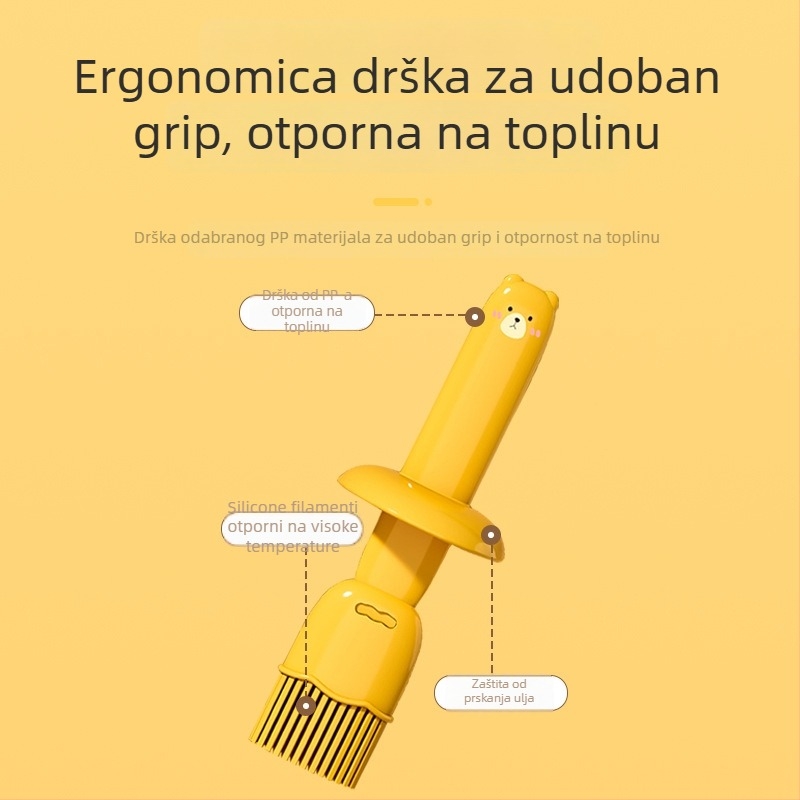 Silikonska četkica za roštilj s integriranim spremnikom ulja, otporna na visoke temperature, kuhinjski alat prehrambene kvalitete