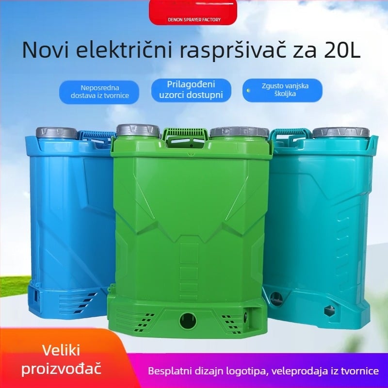 Denon električni prskalica za nošenje na leđima za zaštitu biljaka, spremnik s dvostrukim poklopcem