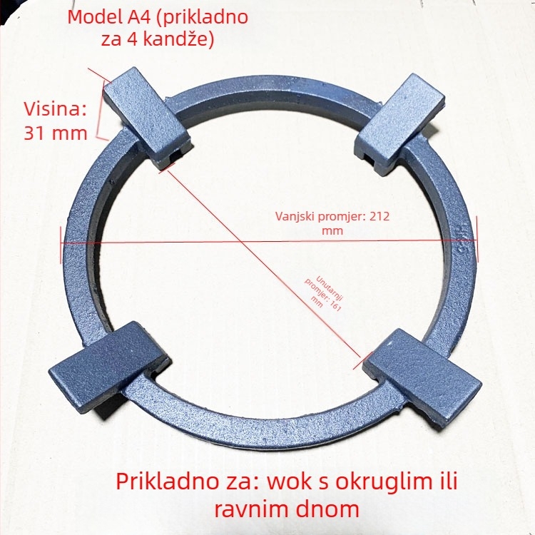 Pribor za plinsku ploču: neklizajući stalk za wok i lonac za mlijeko, univerzalni petokraki stalak, model 55, marka Lianghuai, tip: Dodaci, lansiran 2018., ugradnja: postavljanje