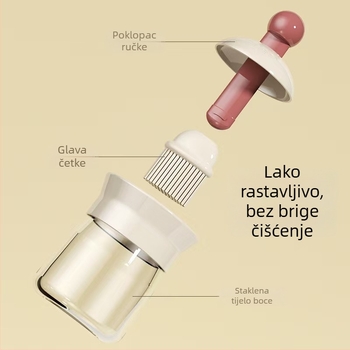 Dvostruka četka za ulje s PP glavom i silikonskom drškom, za kuhinju i roštilj