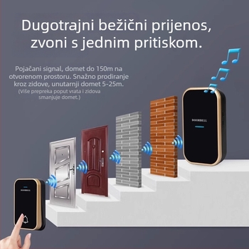 Bežični zvučnik za vrata – samostalno napajan, bez baterije, vodootporan, ultra-daleki domet, za starije osobe, 110-220V