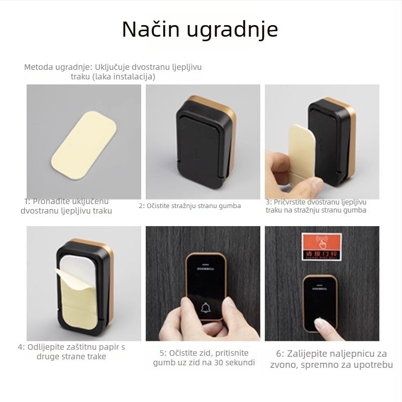 Bežični zvučnik za vrata – samostalno napajan, bez baterije, vodootporan, ultra-daleki domet, za starije osobe, 110-220V