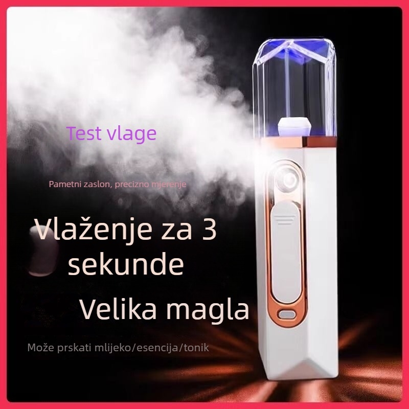 Uređaj za hidrataciju lica, ručni s ugrađenom baterijom 300–500 mAh, vrijeme magle 121–180 s, 1. stupanj, hladno prskanje, kućište s elektroplatiranjem