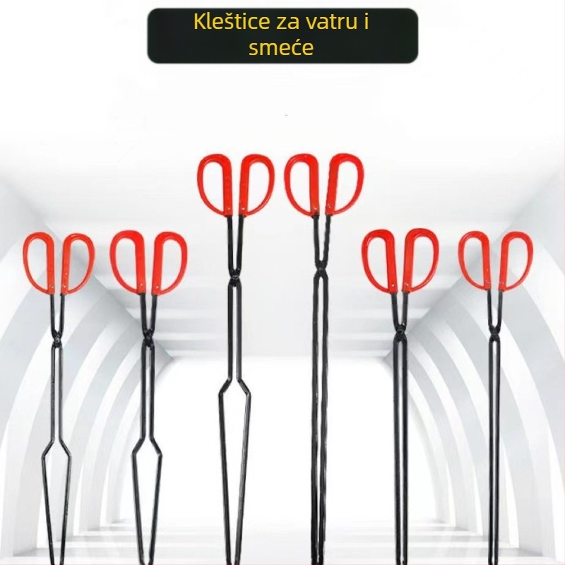 Vatrene kliješta s gumiranom drškom i ravnim vrhom za roštilj