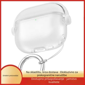 Zaštitna futrola AirPods 4 / Pro, silikon, poluprozirni mozaik uzorak, potpuno prekrivanje, preklopni poklopac i držač.