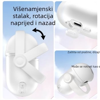 Zaštitna futrola AirPods 4 / Pro, silikon, poluprozirni mozaik uzorak, potpuno prekrivanje, preklopni poklopac i držač.