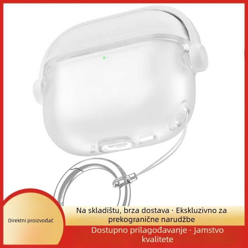 Zaštitna futrola AirPods 4 / Pro, silikon, poluprozirni mozaik uzorak, potpuno prekrivanje, preklopni poklopac i držač.