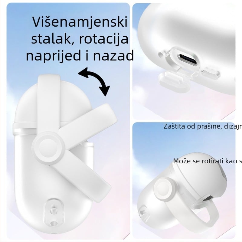 Zaštitna futrola AirPods 4 / Pro, silikon, poluprozirni mozaik uzorak, potpuno prekrivanje, preklopni poklopac i držač.
