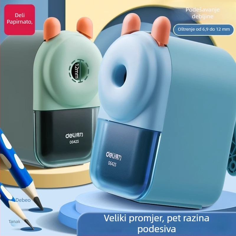 Deli 0642S oštrilica za olovke – ručna, plastična, geometrijski dizajn, unisex