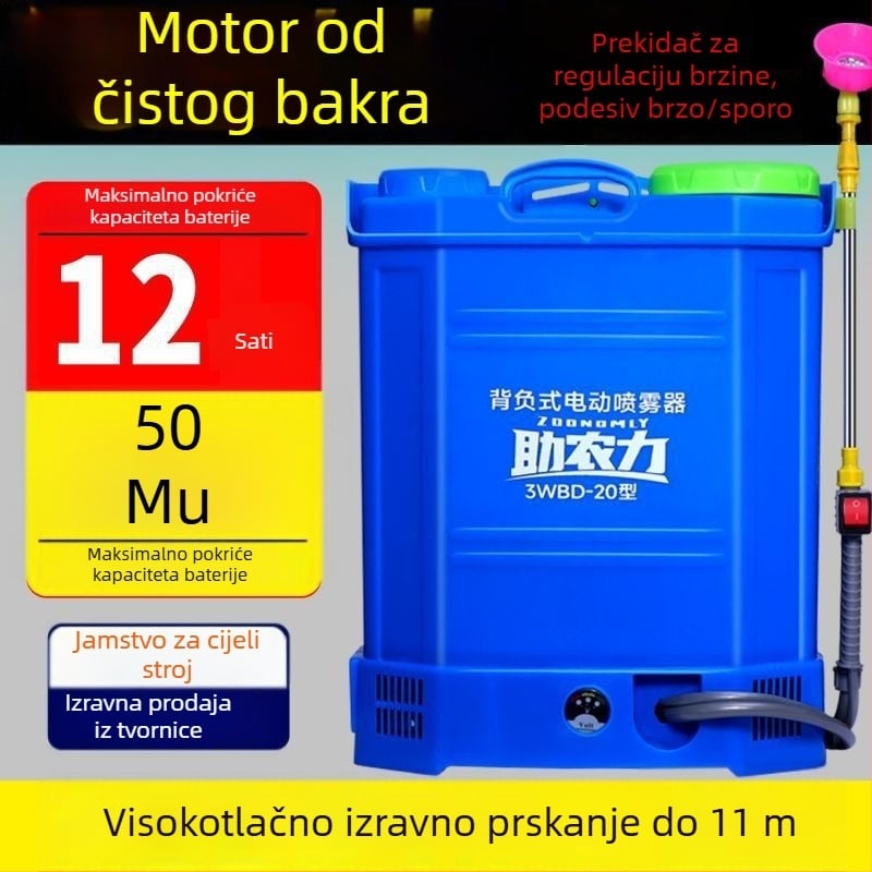 Električni prskalice za nošenje, visokog tlaka, poljoprivredna namjena (Brand: Powerful Factory; Dimenzije: pogledajte detalje; Svrha: Zaštita biljaka)