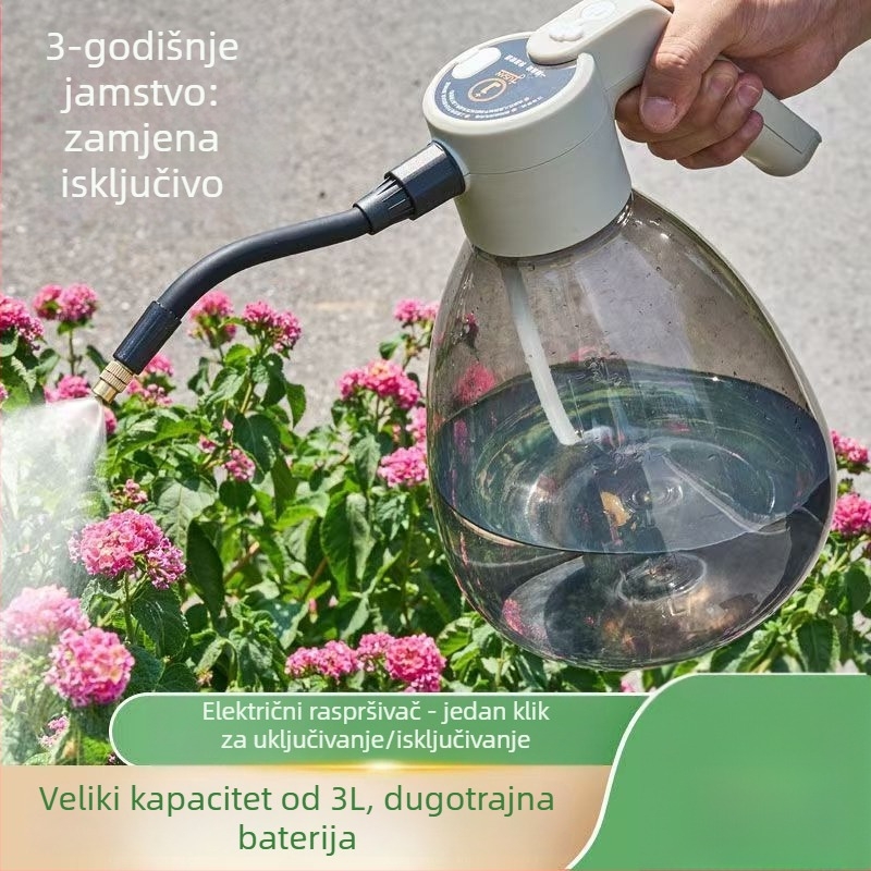 Dvojno namjenska boca za zalijevanje, plastična, za kućno vrtlarstvo.