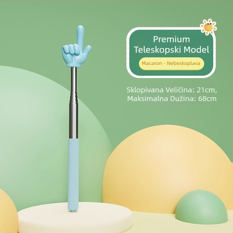 Teleskopski pokazivač za čitanje s dizajnom prstima za djecu, alat za čitanje u vrtiću, kućni alat za rano obrazovanje — prilagodljiva duljina; bez ispisa logotipa; bez prilagodbe