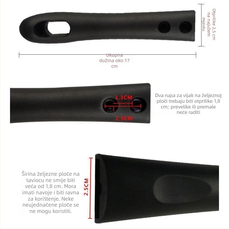 Drška za wok, zaštita od opeklina, PP materijal, kompatibilna sa Supor indukcijskim pločama