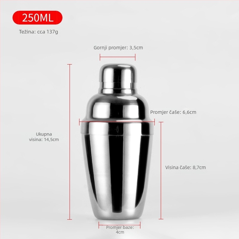 Koktel shaker od debelog nehrđajućeg čelika 304, moderni minimalistički stil, model xhy666, marka Xiao Zhang