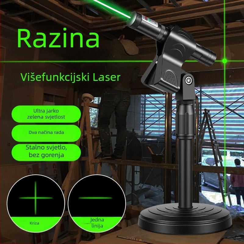 Laser pero sa križnim snopom i pravokutnim nivijanjem - 532 nm, domet 1 km, baterija 16340