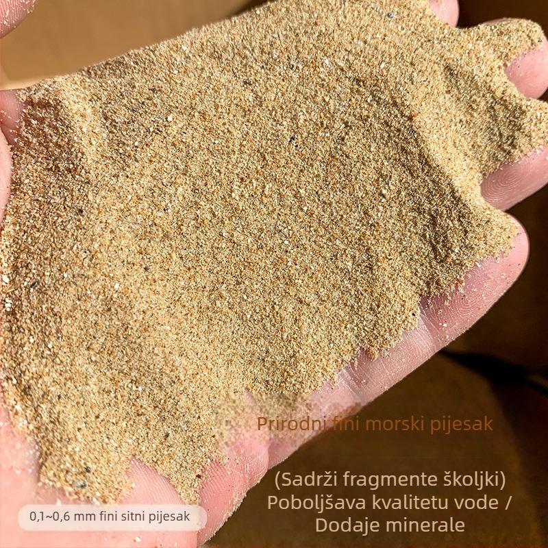 Prirodni fini morski pijesak za akvarij – podlogni substrat za uređenje, pogodan za Kornjače, Rak i Hermit Rak