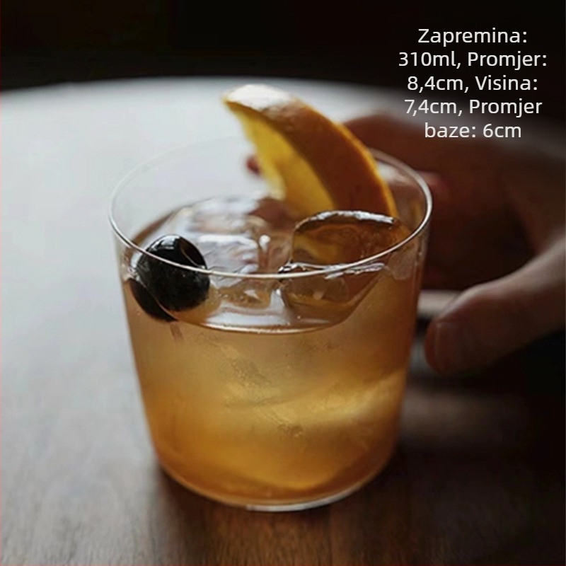 Koktel čaša japanskog stila, staklena, kapacitet 301–400 ml, mogućnost logotipa, jednostavan dizajn